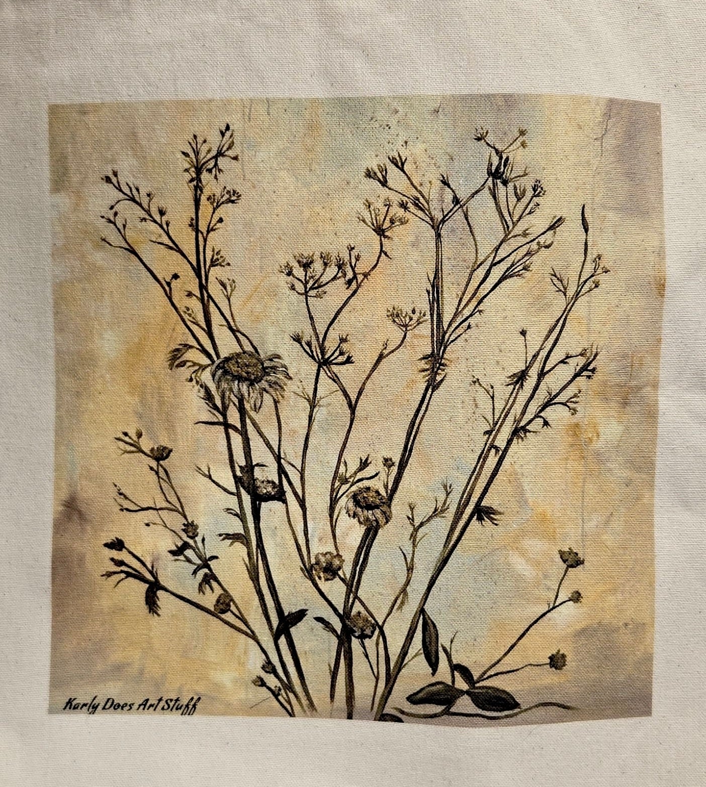 Botanical illustration of plants on a textured beige background